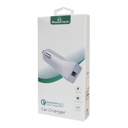 POWERTECH Φορτιστής Αυτοκινήτου PT-711, 1x USB, 18W, 3A, QC 3.0, λευκό