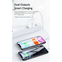 USAMS φορτιστής τοίχου T24 US-CC090, 2x USB, 2.1A, λευκός