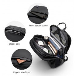 ARCTIC HUNTER τσάντα πλάτης B00410 με θήκη laptop 15.6", πτυσσόμενη, μαύρη