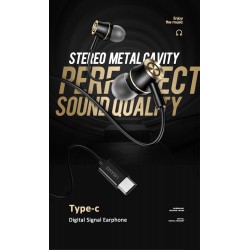 USAMS earphones με μικρόφωνο US-SJ482, Type-C, 10mm, 1.2m, μαύρα
