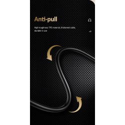 USAMS earphones με μικρόφωνο US-SJ482, Type-C, 10mm, 1.2m, μαύρα