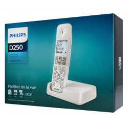 PHILIPS ασύρματο τηλέφωνο D2501W-34, με ελληνικό μενού, λευκό