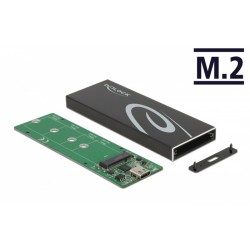 DELOCK θήκη για Μ.2 key B SSD 42003, Type-C, USB3.2 10Gbps, μαύρη