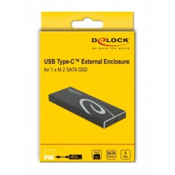 DELOCK θήκη για Μ.2 key B SSD 42003, Type-C, USB3.2 10Gbps, μαύρη