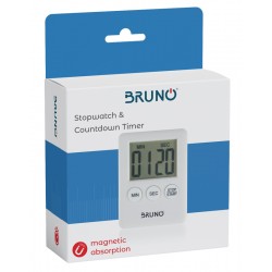 BRUNO χρονόμετρο & αντίστροφη μέτρηση BRN-0063, LCD, με μαγνήτη, λευκό