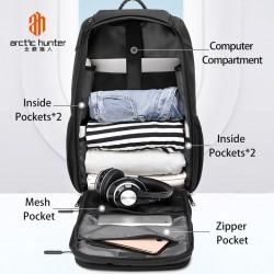 ARCTIC HUNTER τσάντα πλάτης B00461 με θήκη laptop 15.6", μαύρη