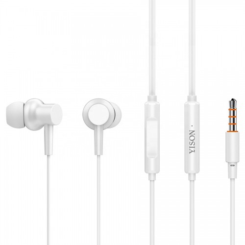 YISON earphones με μικρόφωνο X2, 3.5mm, 1.36m, λευκά
