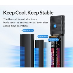 ORICO θήκη για Μ.2 NVMe SSD PWM2-G2-BK-EP, 10Gbps, έως 4TB, μαύρη