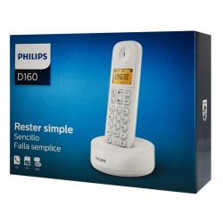 PHILIPS ασύρματο τηλέφωνο D1601W-34, με ελληνικό μενού, λευκό