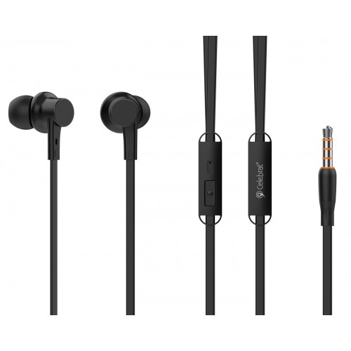 CELEBRAT earphones με μικρόφωνο G19, 3.5mm, 1.2m, μαύρα