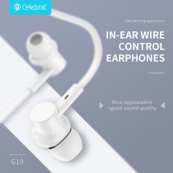 CELEBRAT earphones με μικρόφωνο G19, 3.5mm, 1.2m, μαύρα
