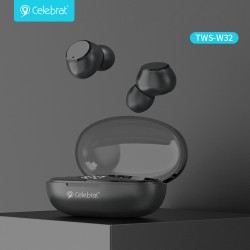 CELEBRAT earphones με θήκη φόρτισης TWS-W32, True Wireless, μαύρα