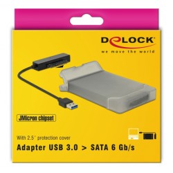 DELOCK αντάπτορας USB σε SATA 62742 με θήκη για 2.5" HDD/SSD, 6Gbps