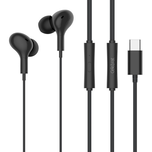 CELEBRAT earphones με μικρόφωνο D13, USB-C, 1.2m, μαύρα