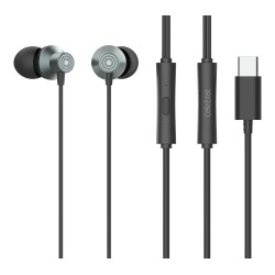 CELEBRAT earphones με μικρόφωνο D15, USB-C, 1.2m, μαύρα
