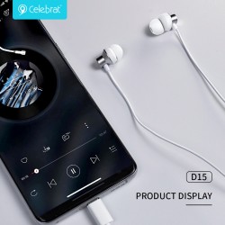 CELEBRAT earphones με μικρόφωνο D15, USB-C, 1.2m, μαύρα