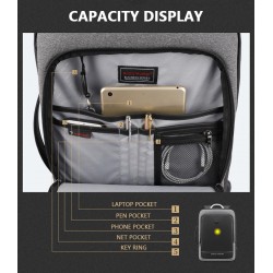 ARCTIC HUNTER τσάντα πλάτης B00227L με θήκη laptop 17", 41L, USB, μαύρη