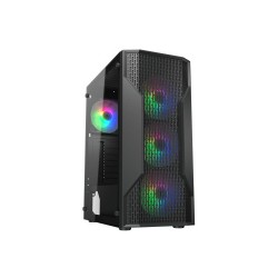 CC-COUGAR Case MX110 Mesh-G RGB Tempered Glass Middle ATX Black (4x120mm RGB fans preinstalled)