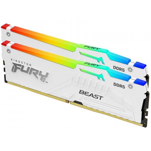 KINGSTON Memory KF560C30BWEAK2-32 FURY Beast WHITE RGB  DDR5, 6000MT/s, 32GB KIT OF 2