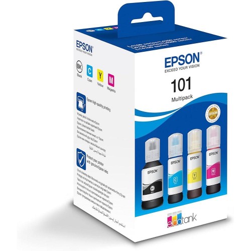 Epson 101 4 Inkjet Printer Cartridges Multipack Yellow Cyan Magenta Black (C13T03V64A) (EPST03V64A)