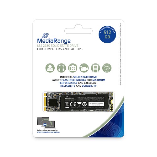MediaRange Internal M.2 2280 solid state drive, SATA 6 Gb s, 512GB (MR1023)