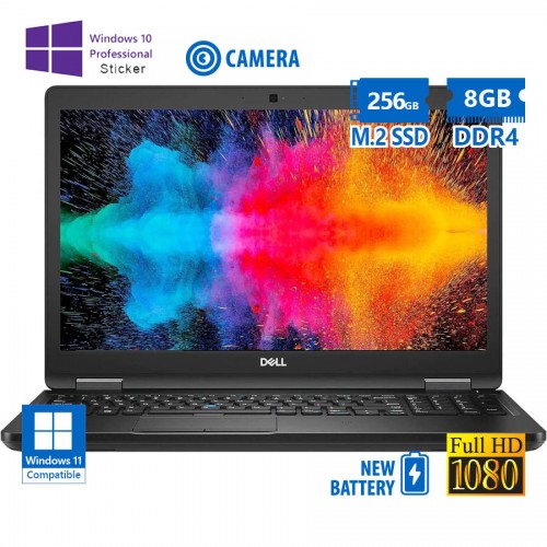 Dell (A-) Latitude 5590 i5-8350U/15.6``FHD/8GB DDR4/256GB M.2 SSD/No ODD/Camera/New Battery/10P Grad