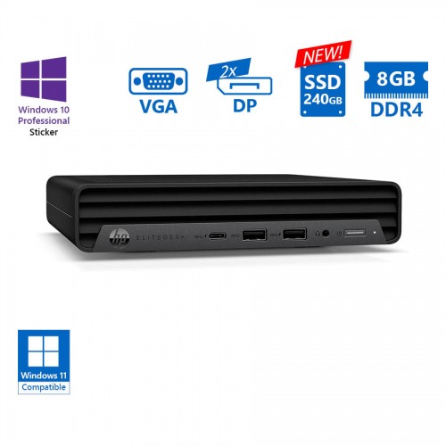 HP EliteDesk 800G6 DM i5-10500/8GB DDR4/240GB SSD New/No ODD/10P Grade A Refurbished PC