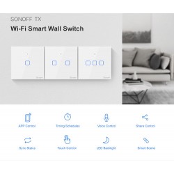 SONOFF smart διακόπτης ΤΧ-T2EU1C, αφής, Wi-Fi, μονός, λευκός
