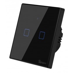 SONOFF smart διακόπτης ΤΧ-T3EU2C, αφής, Wi-Fi, διπλός, μαύρος