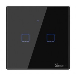 SONOFF smart διακόπτης ΤΧ-T3EU2C, αφής, Wi-Fi, διπλός, μαύρος