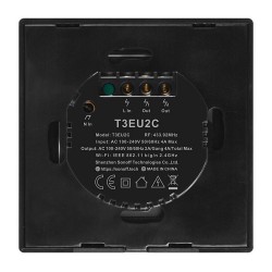 SONOFF smart διακόπτης ΤΧ-T3EU2C, αφής, Wi-Fi, διπλός, μαύρος