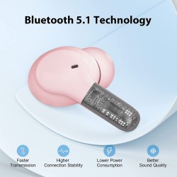 QCY T13 TWS PINK Dual Driver 4-mic noise cancel. True Wireless Earbuds - Quick Charge 380mAh